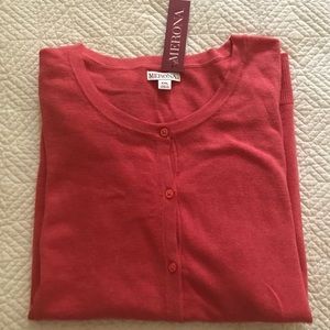 Coral/red cardigan sweater